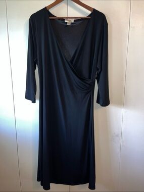 Classic Black Wrap-Style Women’s Dress